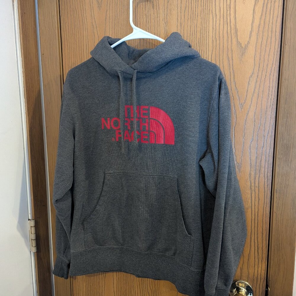 The North Face Hooded Half Dome Pullover Gray Red Sweatshirt-Men's Small Hoodie